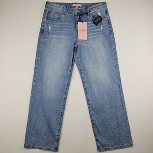 Juicy Couture Wide Leg Mid Rise Y2K Jeans Heart Pocket w/Juicy Embroidery Sz 11
